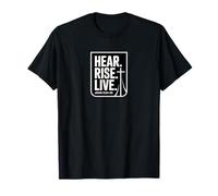Hear Rise Live John 5:24-25 Arte cristiano de versículo bíblico Camiseta