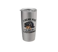 Hear You Not Listening Black Long Haired Dachshund Lover Vaso térmico de acero inoxidable de doble pared