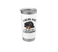 Hear You Not Listening Black Long Haired Dachshund Lover Vaso térmico de acero inoxidable de doble pared