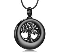 Hearbeingt Collar de urna de cremación para cenizas para mujeres y hombres, colgante conmemorativo de eternidad del círculo de la vida, Acero inoxidable, Sin piedra preciosa