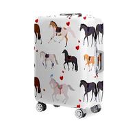 Hearda 3D Funda Maleta Elástica, Patrón de Caballo Funda para Maletas 18-32 Pulgadas, Cubierta de Equipaje Lavable, Viajar Protectora Anti-Rasguños Anti Polvo Suave (Blanco,M(22-24pulgadas))