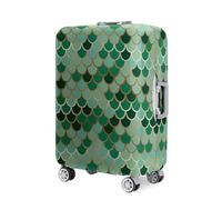 Hearda 3D Funda Maleta Elástica, Patrón de Escala Funda para Maletas 18-32 Pulgadas, Cubierta de Equipaje Lavable, Viajar Protectora Anti-Rasguños Anti Polvo Suave (Verde,L(25-28pulgadas))