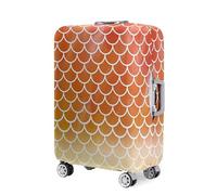 Hearda 3D Funda Maleta Elástica, Patrón de Escala Funda para Maletas 18-32 Pulgadas, Cubierta de Equipaje Lavable, Viajar Protectora Anti-Rasguños Anti Polvo Suave (Naranja,M(22-24pulgadas))