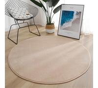 Hearda 60/80/100/120cm Alfombra Redonda, Peluche Corto Alfombras Redondas Lavable, Otoño Invierno Cálido Antideslizante Alfombra Salon Redondas para Cocina Habitacion Oficina (60cm,Camello)