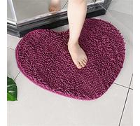 Hearda Alfombra Baño Chenille Color Sólido Corazón Antideslizante, Alfombrilla Baño Secado Rapido Absorbant, Suave y Cómoda Lavable Esponjoso Alfombra, para Bañera, Ducha (Morado Oscuro,60x70cm)