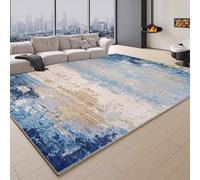 Hearda Alfombra de Pelo Corto Moderna, Alfombra Imitación Cachemira Suave Habitacion Salon con Base Antideslizante Pasado de Moda Alfombrilla Lavable para Decoración (Azul,45x70cm)