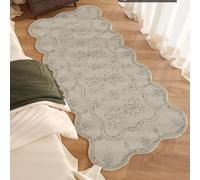 Hearda Alfombra de Pelo Corto Moderna, Alfombra Imitación Cachemira Suave Habitacion Salon con Base Antideslizante Alfombrilla Estilo Mediados Siglo Borde Ondulado (Estilo Vintage,50x120cm)