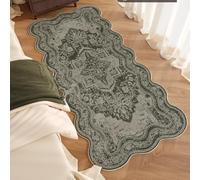 Hearda Alfombra de Pelo Corto Moderna, Alfombra Imitación Cachemira Suave Habitacion Salon con Base Antideslizante Alfombrilla Estilo Mediados Siglo Borde Ondulado (Estilo Europeo,80x180cm)