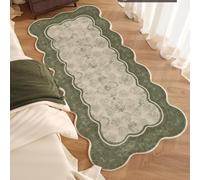 Hearda Alfombra de Pelo Corto Moderna, Alfombra Imitación Cachemira Suave Habitacion Salon con Base Antideslizante Alfombrilla Estilo Mediados Siglo Borde Ondulado (Estilo Vintage 1,60x160cm)