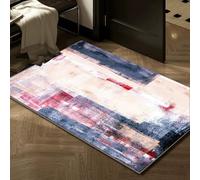 Hearda Alfombra de Pelo Corto Moderna, Alfombra Imitación Cachemira Suave Habitacion Salon con Base Antideslizante Pasado de Moda Alfombrilla Lavable para Decoración (Morado + Rosa,50x80cm)