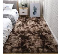 Hearda Alfombra Salon Pelo Largo, Super Suaves Mullida Alfombras, Degradado Elegante Simple Dormitorio Lavables Tapete, Grandes Tapete Sala, Alfombra Antideslizante de Cama (Marrón,80x200cm)