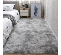 Hearda Alfombra Salon Pelo Largo, Super Suaves Mullida Alfombras, Degradado Elegante Simple Dormitorio Lavables Tapete, Grandes Tapete Sala, Alfombra Antideslizante de Cama (Gris,50x120cm)