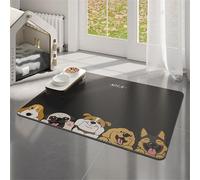 Hearda Alfombrilla Perros Comida Grande, Tapete Absorbente Comida Perro/Gatos/Mascotas Alfombra Comedero Antideslizante Secado Rápido Alfombrilla de Alimentación (Perrito Lindo F,60x90cm)