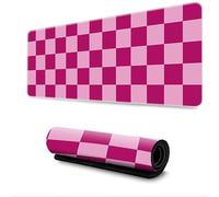 Hearda Alfombrilla Ratón XXL/XL/L, Impresión de Tablero de Ajedrez Alfombrilla Rató, Alfombrilla Gaming con Bordes Cosidos Base Antideslizante,Mouse Pad para Oficinas Hogares (1000x500x3mm,Rojo Rosa)