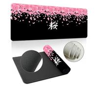 Hearda Alfombrilla Ratón XXL/XL/L, Sakura Japonesa Alfombrilla Rató, Alfombrilla Gaming con Bordes Cosidos y Base Antideslizante, Mouse Pad para Oficinas y Hogares (800x300x3mm,Rosa 1)