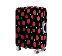 Hearda Funda Maleta Elástica, Estampado de Fresa Funda para Maletas 18-32 Pulgadas, Cubierta de Equipaje Reutilizable, Viajar Protectora Anti-Rasguños Anti Polvo Suave (Negro,S(18-21pulgadas))