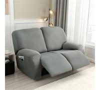 Hearda Funda Sillón Relax Reclinable 2 Plazas, Color Gris Oscuro, Sólido, 6 Piezas, Funda para Sillón Reclinable