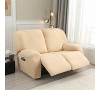 Hearda Funda Sillón Relax Reclinable 2 Plazas, Color Sólido Funda de Sillón Relax Elástica para Sillón Reclinable 6 Piezas Funda para Sillón Funda Sofá Relax Reclinable (Beige)