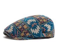 Hearda Gorra Plana Hombre Retro Bohemio Gorras Newsboy Planas Confort Boina Beret con Retro, Boinas Mujer Gatsby Hat, Transpirable Cap Tweed, Sombreros Baker para Hombres Mujeres (Azul,Talla única)
