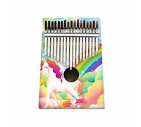 Hearda Kalimba 17 Teclas Piano de Pulgar con Instrucciones de Estudio y Martillo de Afinación, Instrumento Musical Portátil Un Regalo para Niños, Principiantes Adultos (Unicornio arcoiris)