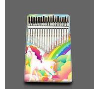 Hearda Kalimba 17 Teclas Piano de Pulgar con Instrucciones de Estudio y Martillo de Afinación, Instrumento Musical Portátil Un Regalo para Niños Principiantes Adultos - Estampado Animal (unicornio)