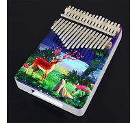 Hearda Kalimba 17 Teclas Piano de Pulgar con Instrucciones de Estudio y Martillo de Afinación, Paisaje 3D Instrumento Musical Portátil Un Regalo para Niños, Principiantes Adultos (Venado Sika)