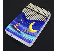 Hearda Kalimba 17 Teclas Piano de Pulgar con Instrucciones de Estudio y Martillo de Afinación, Paisaje 3D Instrumento Musical Portátil Un Regalo para Niños, Principiantes Adultos (Noche de luna)