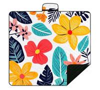 Hearda Manta Picnic, Manta de Playa con Patrón 3D Impermeable Aislante Térmico, Alfombrilla Plegable Portátil con Asa para Camping (Flor 2,150x200cm)