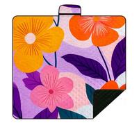 Hearda Manta Picnic, Manta de Playa con Patrón 3D Impermeable Aislante Térmico, Alfombrilla Plegable Portátil con Asa para Camping (Flor 10,150x200cm)