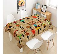 Hearda Mantel Impermeable Antimanchas Poliéster, Patrón de Arte Regional/Resistente Al Desgaste/Lavable, para Mesas Redondas, Cuadrado o Rectangulares (Nación Africana,150x260cm)