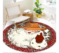 Hearda Navidad Antideslizante Alfombra Redonda, Dibujos Animados Peluche Corto Alfombra Salon, Navidad Alfombras Redondas Lavable, Alfombras Dormitorio para Salon Habitacion (Blanco,80cm)