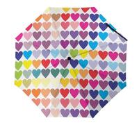 Hearda Paraguas Plegable Manual,Patrón Amor Corazon 3D Paraguas Antiviento UV Protección Compacto Paraguas Impermeable Paraguas Ligero de Viaje para Hombre Mujer y Infantil (Amor corazón 1)