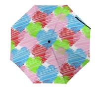 Hearda Paraguas Plegable Manual,Patrón Amor Corazon 3D Paraguas Antiviento UV Protección Compacto Paraguas Impermeable Paraguas Ligero de Viaje para Hombre Mujer y Infantil (Grafiti)