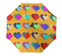 Hearda Paraguas Plegable Manual,Patrón Amor Corazon 3D Paraguas Antiviento UV Protección Compacto Paraguas Impermeable Paraguas Ligero de Viaje para Hombre Mujer y Infantil (Vistoso)