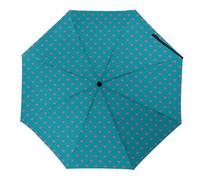 Hearda Paraguas Plegable Manual,Patrón Amor Corazon 3D Paraguas Antiviento UV Protección Compacto Paraguas Impermeable Paraguas Ligero de Viaje para Hombre Mujer y Infantil (Azul Pavo Real)