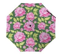 Hearda Paraguas Plegable Manual, Patrón Flor 3D Paraguas Antiviento UV Protección Compacto Paraguas Impermeable Paraguas Ligero de Viaje para Hombre Mujer y Infantil (Flores de peonía)