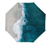 Hearda Paraguas Plegable Manual, Patrón Vista Marítima 3D Paraguas Antiviento UV Protección Compacto Paraguas Impermeable Paraguas Ligero de Viaje para Hombre Mujer y Infantil (Olas del mar)