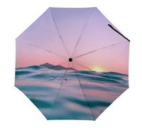 Hearda Paraguas Plegable Manual, Patrón Vista Marítima 3D Paraguas Antiviento UV Protección Compacto Paraguas Impermeable Paraguas Ligero de Viaje para Hombre Mujer y Infantil (Superficie del mar)