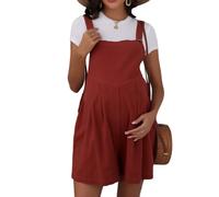 Hearda Peto Premamá, Mono de Maternidad de Textura Efecto Lino, Ropa de Embarazo Casual para Mujer, Talla S-XXL Pantalones de Embarazada que No Aprietan el Vientre (Naranja,m)