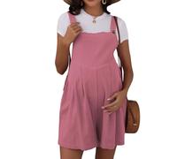 Hearda Peto Premamá, Mono de Maternidad de Textura Efecto Lino, Ropa de Embarazo Casual para Mujer, Talla S-XXL Pantalones de Embarazada que No Aprietan el Vientre (Rosa,x_l)