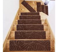 Hearda Pisadas Antideslizantes para Escalones de Madera, Alfombra Vinilica, Alfombra Escaleras Lavable Antideslizante, Utiliza para Proteger Mayores, Niños, Mascotas (10PCS,Hojas Marrones)