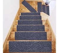 Hearda Pisadas Antideslizantes para Escalones de Madera, Alfombra Vinilica, Alfombra Escaleras Lavable Antideslizante, Utiliza para Proteger Mayores, Niños, Mascotas (10PCS,Hojas Gris Oscuro)
