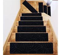 Hearda Pisadas Antideslizantes para Escalones de Madera, Alfombra Vinilica, Alfombra Escaleras Lavable Antideslizante, Utiliza para Proteger Mayores, Niños, Mascotas (5PCS,Hojas Negras)