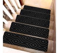 Hearda Pisadas para Escalones 15 Piezas, Antideslizantes Alfombra Vinilica con Efecto Luminoso, Alfombra Escaleras para Mayores, Niños, Mascotas (Abstracto Negro,15 Piezas)