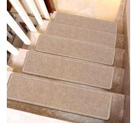 Hearda Pisadas para Escalones 15 Piezas, Antideslizantes Alfombra Vinilica con Efecto Luminoso, Alfombra Escaleras para Mayores, Niños, Mascotas (Piald Caqui,15 Piezas)