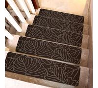 Hearda Pisadas para Escalones 15 Piezas, Antideslizantes Alfombra Vinilica con Efecto Luminoso, Alfombra Escaleras para Mayores, Niños, Mascotas (Hojas Marrón,15 Piezas)