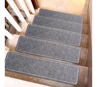 Hearda Pisadas para Escalones 15 Piezas, Antideslizantes Alfombra Vinilica con Efecto Luminoso, Alfombra Escaleras para Mayores, Niños, Mascotas (Piald Gris,15 Piezas)