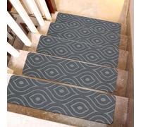 Hearda Pisadas para Escalones 15 Piezas, Antideslizantes Alfombra Vinilica con Efecto Luminoso, Alfombra Escaleras para Mayores, Niños, Mascotas (Abstracto Gris,15 Piezas)