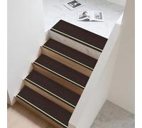 Hearda Pisadas para Escalones 5/10/15 Piezas, Antideslizantes Alfombra Vinilica con Efecto Luminoso, Alfombra Escaleras para Mayores, Niños, Mascotas (Café,5 Piezas)