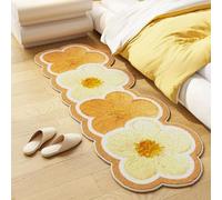 Hearda Tappeto Morbido Pelo Corto Moderno, Tappeto Imitazione Cashmere Camera da Letto Salotto con Fondo Antiscivolo Forma Petalo Fiore Tappetino Lavabile per Decorazione (Amarillo,60x120cm)